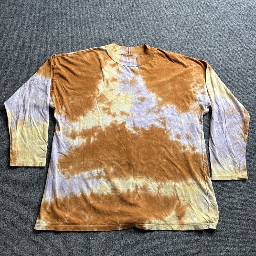 We The Free Free People Tie Dye Long Sleeve TShirt Orange Purple Women's Medium